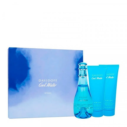 Set Cadou Davidoff Cool Water Woman, Eau de Toilette 100 ml + Gel de duș și Loțiune corporală