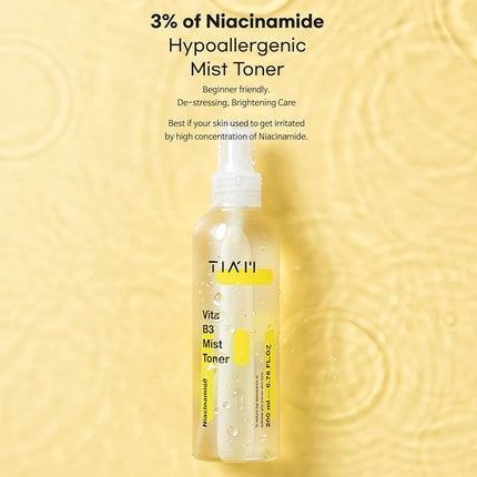 Tiam Vita B3 Mist Toner Skin Brightening, Tia'm, Niacinamide, Vitamina C, Transparent, 200 ml