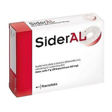 SiderAL, Pharmapoint, Supliment dietetic cu fier, vitamina C și B12, 20 capsule