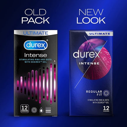 Prezervative Durex Intense, Ribbed, 12 bucati