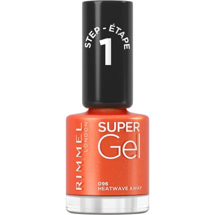 Lac unghii gel, Rimmel London Super Gel Step 1, 096 Heatwave Away, Roz intens, 12 ml