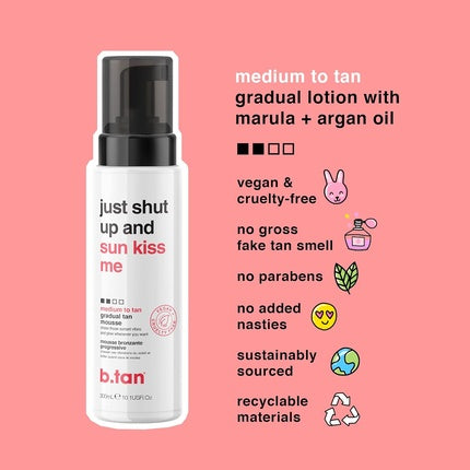 Spumă de Bronzează Corp B.Tan - Medium Gradual Fake Tan Mousse, 358 g