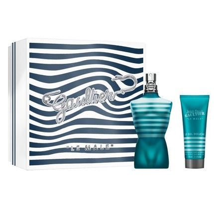 Set Cadou Parfum Jean Paul Gaultier Le Male, 125ml + Gel Duș 75ml, Design Turcoaz