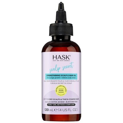 Ulei pentru scalp și păr Hask Scalp Secret cu ricin, baobab și ulei de sâmbure negru, 120ml