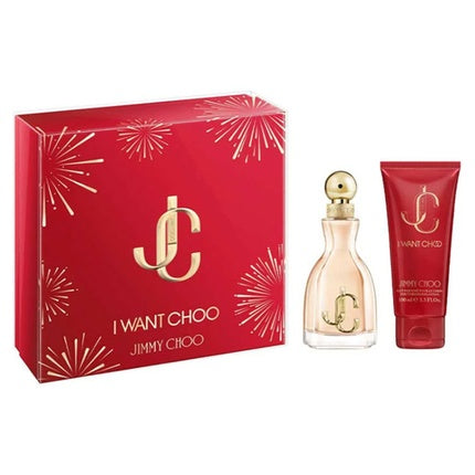 Set Cadou Jimmy Choo I Want Choo, EDP + Body Lotion, 60ml + 100ml, Culoare Roșie, Design cu Monogramă