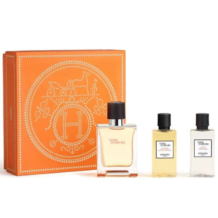 Set Cadou Parfum Hermès Terre D'Hermès 50ml + 2 x 15ml, cutie portocalie