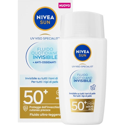 Fluid Facial Nivea Sun UV Viso Specialist Invisible SPF 50+ 40ml, Alb