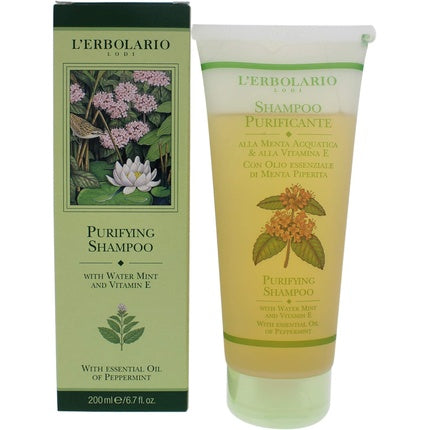 Șampon Purifiant L'Erbolario cu Mentă Acvatică și Vitamina E, 200 ml