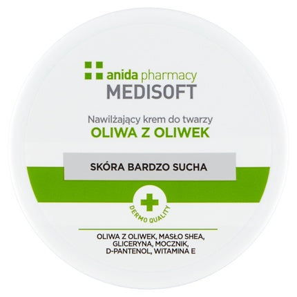 Cremă hidratantă pentru față, Medisoft, cu ulei de măsline și unt de shea, 100ml, alb