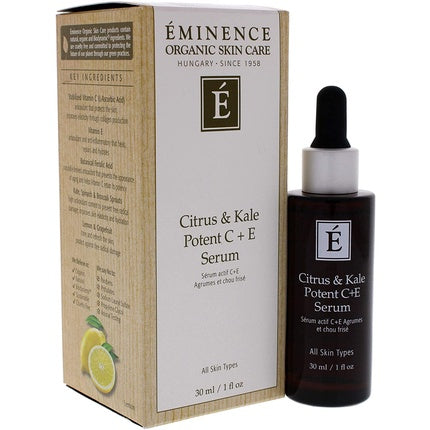 Serum cu Vitamina C, Eminence, Citrus & Kale Potent C+E, 30ml, ambalaj sticlă întunecată