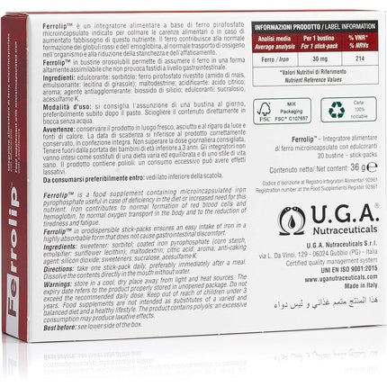 Ferrolip, U.G.A. Nutraceuticals, 20 pliculețe solubile, aromă de lămâie