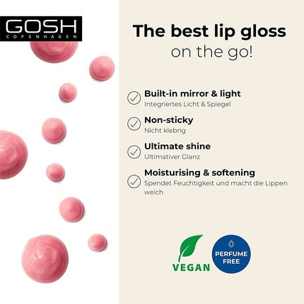 Gosh Lumi Lips Ily 003 - Luciu labial vegan cu oglindă integrată și lumină, 20g