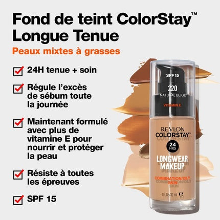 Fond de ten lichid Revlon Colorstay pentru piele mixtă și grasă SPF15, 30ml, Sand Beige
