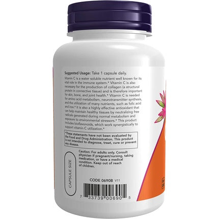 Vitamină C-1000, NOW Foods, 100 Veg Capsule, Antioxidant, Bioflavonoizi