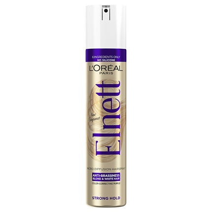 L'Oreal Paris Elnett Colorcorrecting Purple Hairspray, Anti-brassiness, Strong Hold, 300 ml