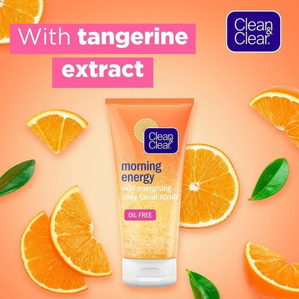 Scrub Facial Clean & Clear Morning Energy cu Extract de Mandarină, 150ml, Oil-Free