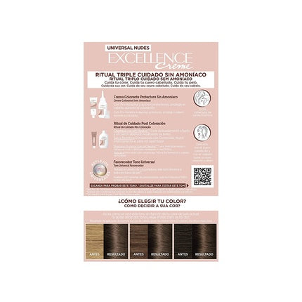 Vopsea de păr, L'Oréal Paris, Excellence Creme, șaten deschis