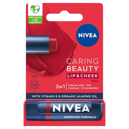Balsam de buze Nivea Caring Beauty 3 în 1, Red, 48g