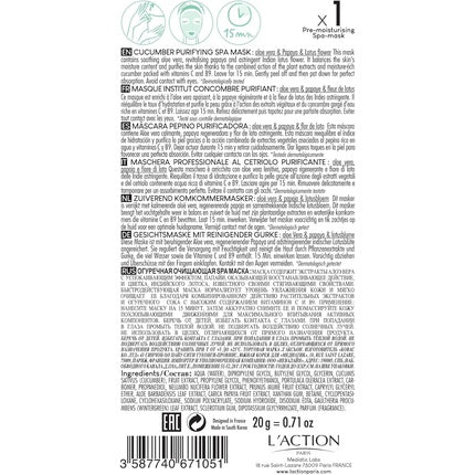 Mască pentru față, L'Action Paris, Cucumber Purifying Spa Mask, 20 g