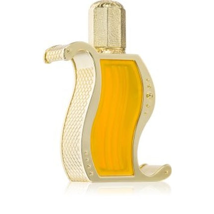 Eau de Parfum Khadlaj Rasha, unisex, 12 ml, sticlă cu design ondulat aurie și capac texturat