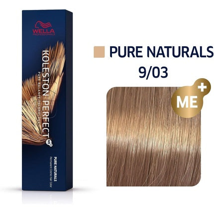 Cremă colorantă permanentă, Wella, Koleston Perfect Me+ Pure Naturals, blond deschis auriu natural