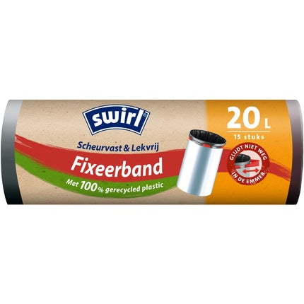 Bandă de fixare pentru pungi de gunoi Swirl, 20 litri, 15 buc