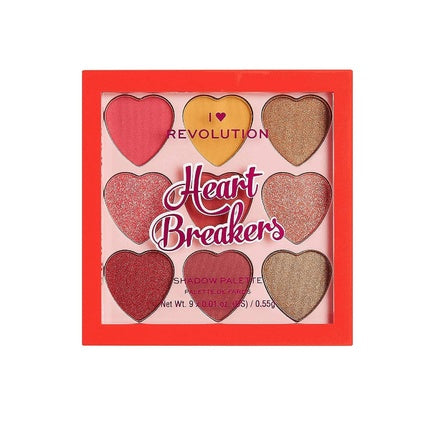 Paleta de ochiuri Makeup Revolution Heartbreaker Courage, 9 culori, ambalaj inimioare