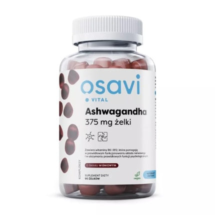 Osavivital Ashwagandha 375mg cu Vitamina B6 și B12, Gemule de Cireșe, 90 Gume