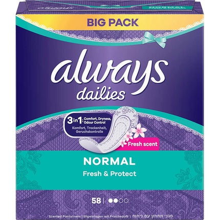 Always Daily Fresh Normal, Pansete Sanitare Feminine cu Parfum, 58 buc