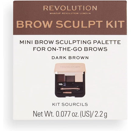 Set machiaj sprâncene Makeup Revolution, Brow Sculpt Kit, Dark Brown