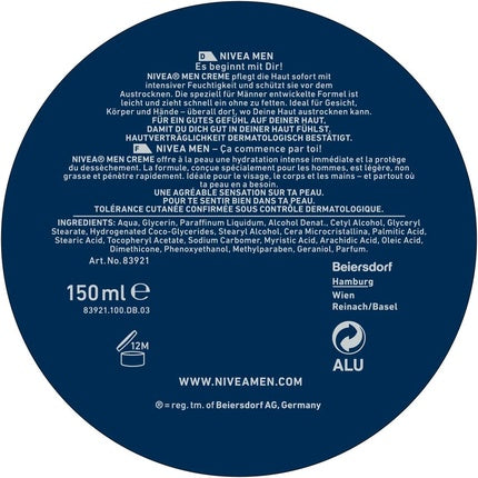 Cremă facială Nivea Men, pentru bărbați, 150ml