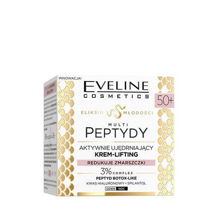 Cremă Zilnică Eveline Cosmetics, Elixir of Youth Multi Peptides 50+, Luminiscentă, 50ml