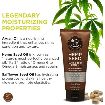 Lotiune maini si corp Earthly Body, Hemp Seed, fara parfum, 207ml