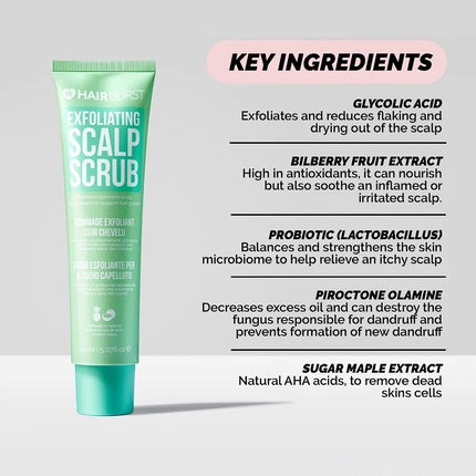 Scrub exfoliant scalp, Hair Burst, cu probiotice, mentol, bambus