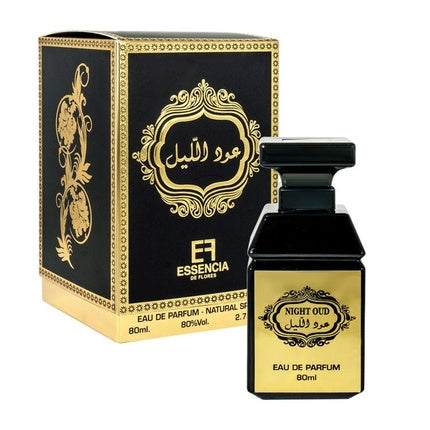 Fragrance World Night Oud Eau De Parfum, flacon negru cu detalii aurii, 80ml