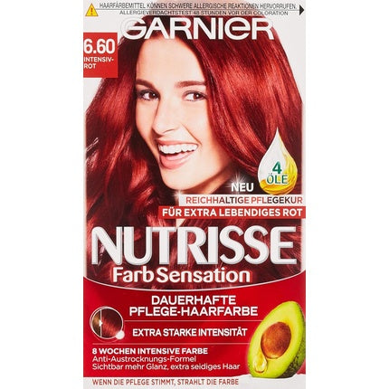 Garnier Nutrisse, Intense Red (6.60), Kit vopsea par, cu uleiuri de fructe
