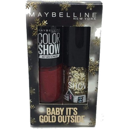 Lac de unghii duo Maybelline Color Show, rosu si sclipici auriu