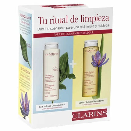 Set Curățare Facială Clarins, Velvet Cleansing Milk & Lotion Tonique Hydratante, 200ml + 200ml