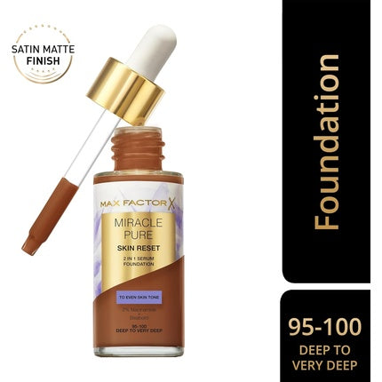 Fond de ten Max Factor Miracle Pure Deep to Very Deep, 2% Niacinamide, Maro