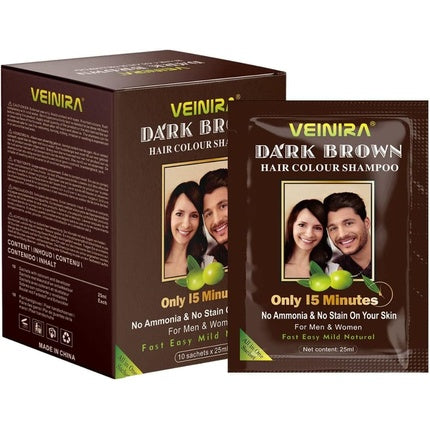 Șampon vopsea păr, Veinira, Dark Brown, 250 ml, formulă din plante