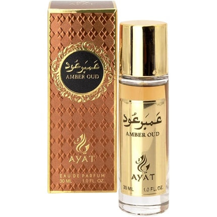 Ayat Perfumes Musk Emirates Eau De Parfum, Amber Oud, 30ml, sticlă transparentă cu capac auriu