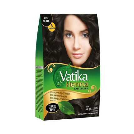 Vatika Henna Rich Black, Dabur, 6 săculețe x 10g, colorant păr natural