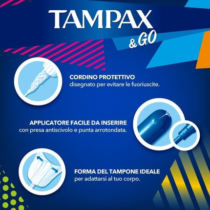 Tampax &Go Super Tampone, aplicator plastic, 12 buc