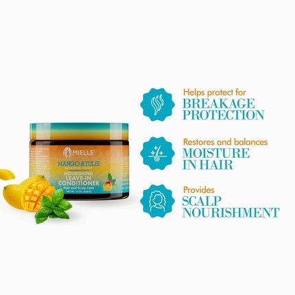 Condiționar Leave-In Mielle Organics Mango & Tulsi pentru păr ondulat și creț