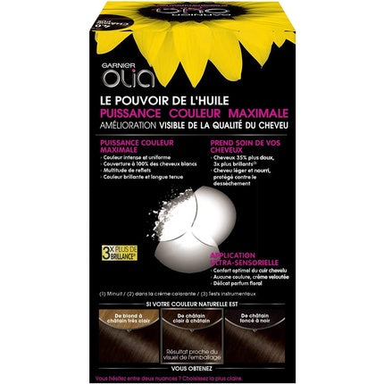 Vopsea păr Garnier Olia, 4.0 Nuanță Castaniu Pur, Fără Amoniac, 230 g