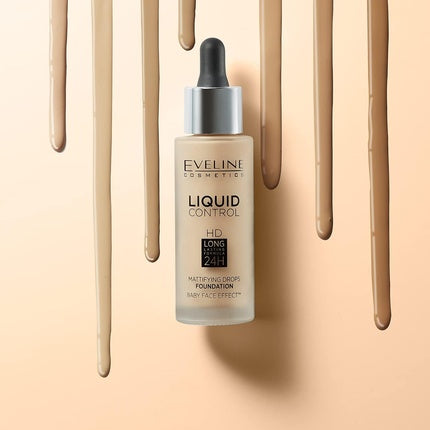 Fond de ten lichid Eveline Liquid Control Foundation HD Mattifying Drops, 32ml
