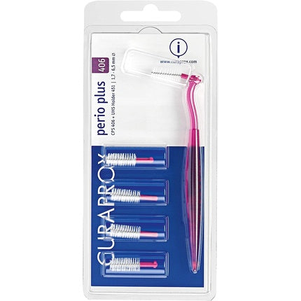 Periuță interdentală, Curaprox CPS 406, rezerve, roz-alb