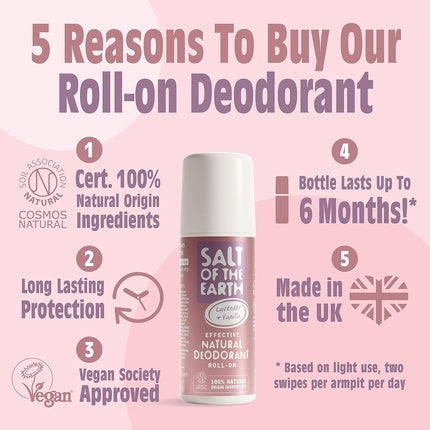 Deodorant Natural Salt Of The Earth cu Lavandă și Vanilie, 75 ml