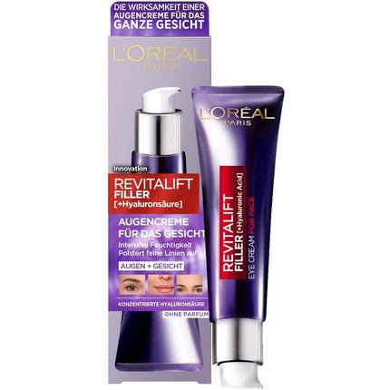 Cremă de ochi L'Oréal Paris Revitalift Filler cu Acid Hialuronic, Vitamina C & E, 30 ml