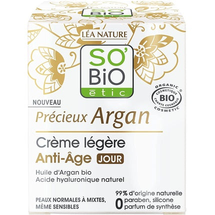 Cremă de zi anti-îmbătrânire cu ulei de argan - So'Bio Étik